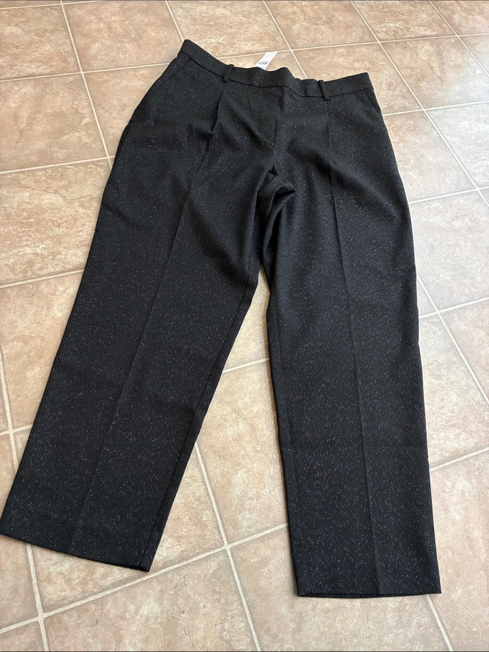 LOFT Black pull up Sparkle Straight-Leg Dress Pants
